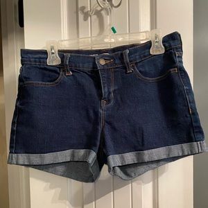 Denim shorts.